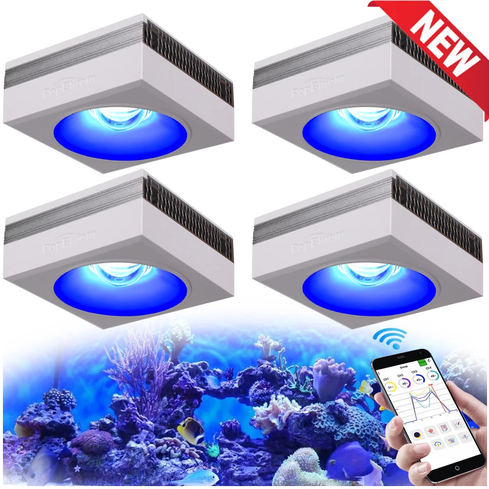 New PopBloom RL90 WiFi LED Aquarium Light Full Spectrum Reef Light for Saltwater Coral Growth in Marine Aquarium Tank