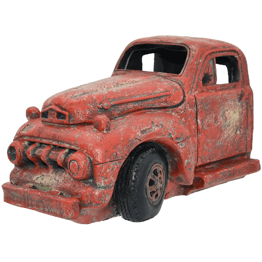 Nostalgic Red Pickup Truck Aquarium Decor Safe Ornament