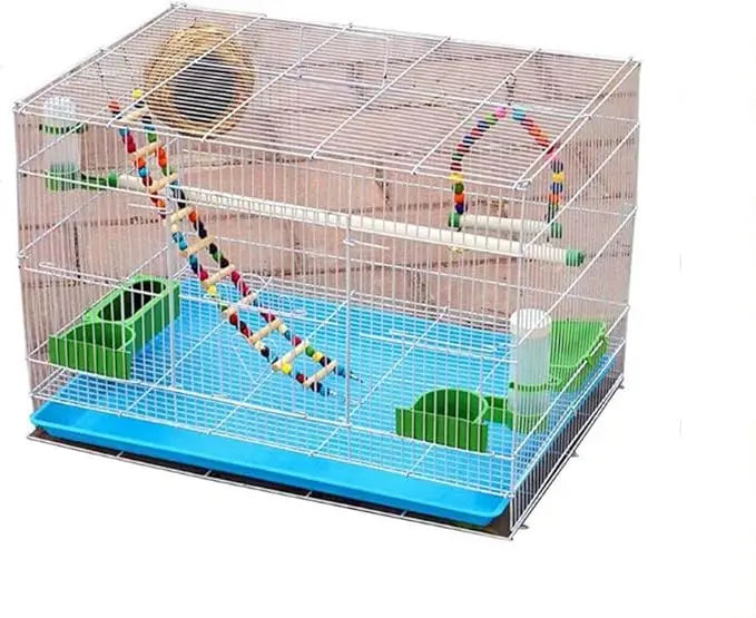 White Bird Cage Iron Wire Parrot Cage with Toy Ladder Drinking Fountain and Bird Nest 60 x 40 x 40 CM