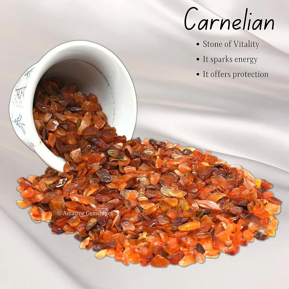 Carnelian Crystal Chips Natural Aquarium Gravel Tumbled Stones Fish Tank Decor Authentic Gemstones Bulk Rocks
