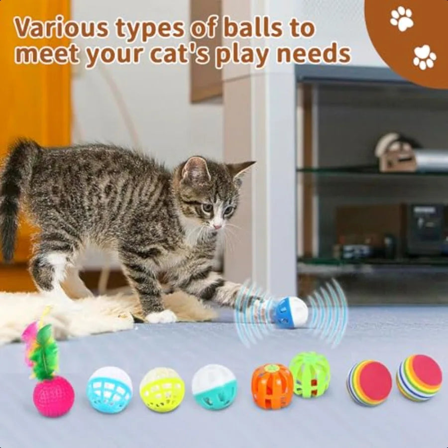 25 Piece Cat Toys Kit Rainbow Tunnel Interactive Bundle For Indoor Cats Playtime