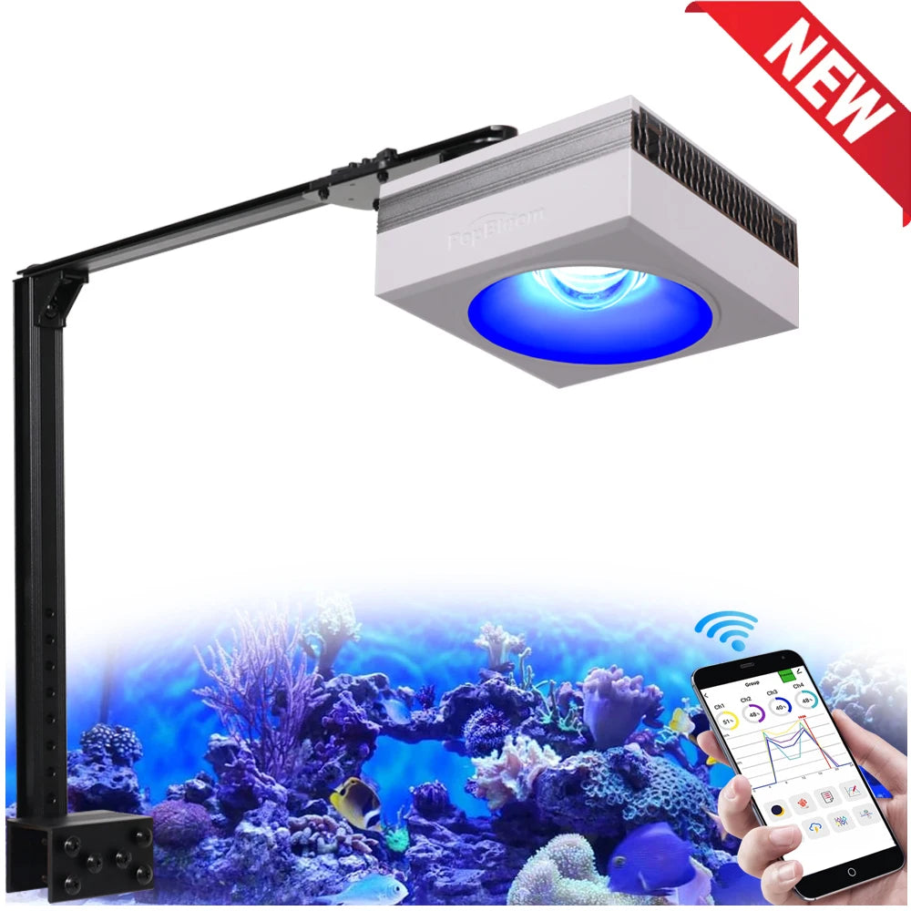 New PopBloom RL90 WiFi LED Aquarium Light Full Spectrum Reef Light for Saltwater Coral Growth in Marine Aquarium Tank