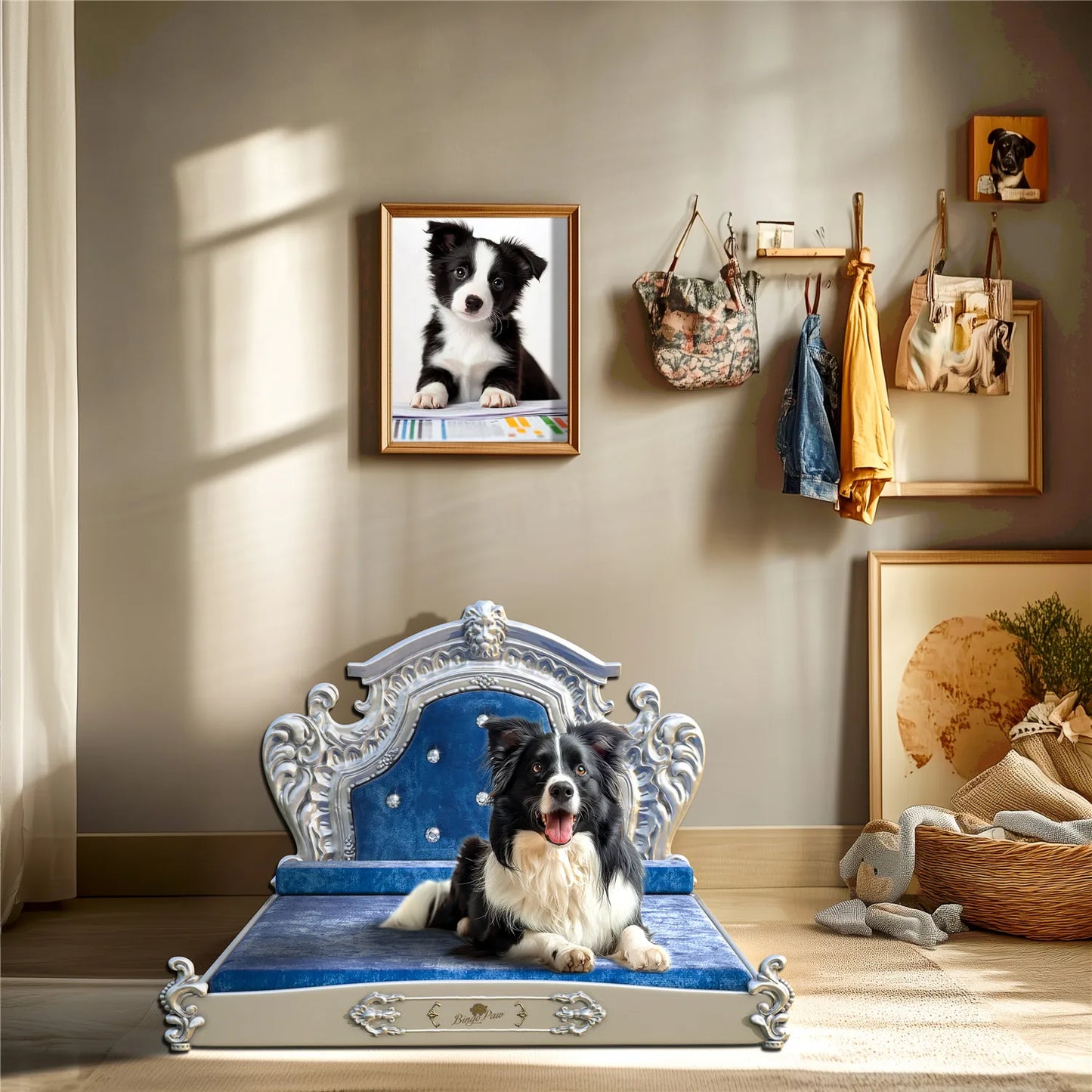 Bingopaw Luxury Pet Bed with Headboard for Medium Dogs