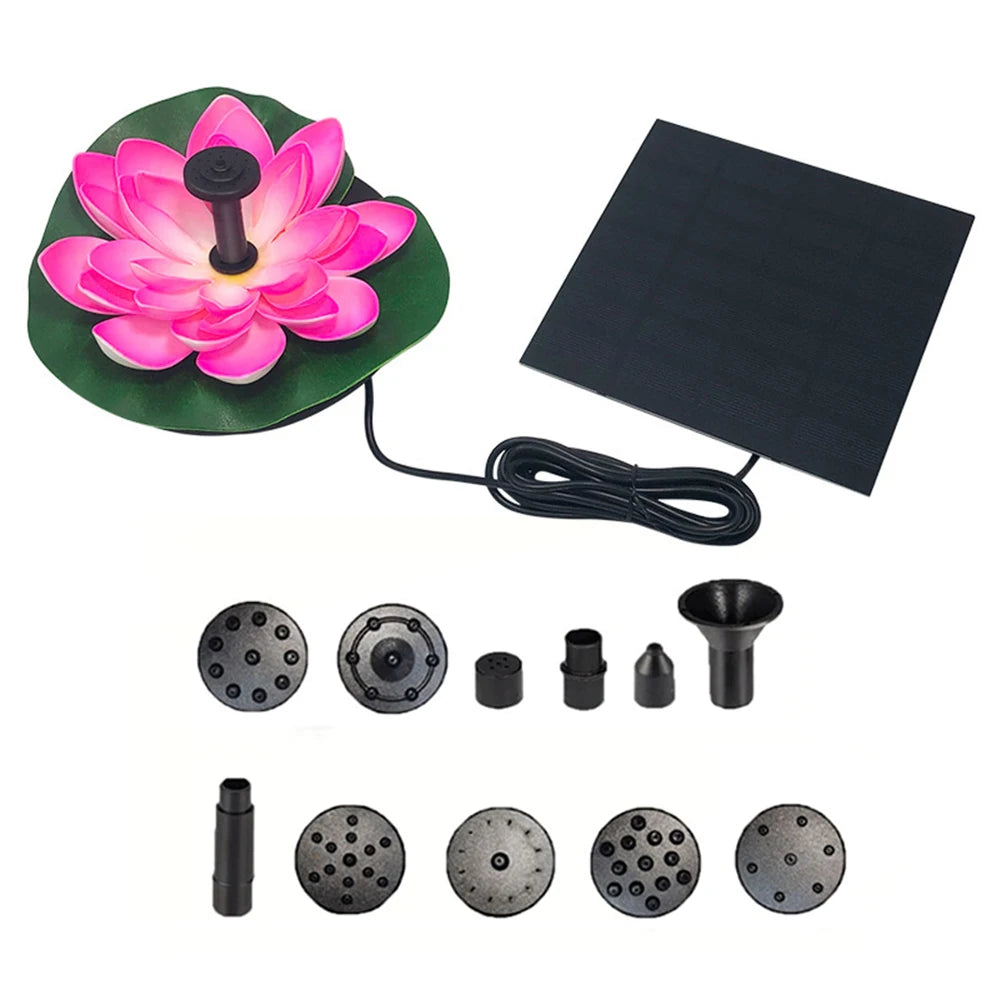 Lotus Solar Water Fountain Brushless Pump Floating Garden Fountain Solar Powered for Outdoor Bird Bath