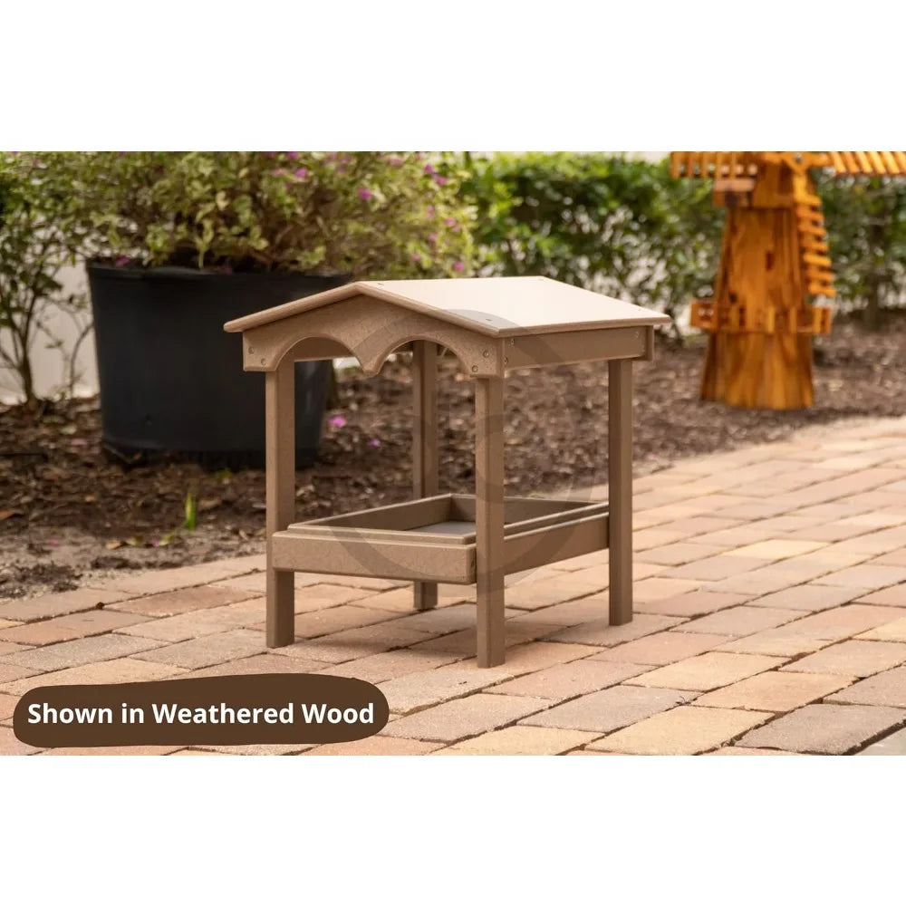 Recycled Plastic Large Raised Platform Covered Ground Fly Through Bird Feeder with Removable Seed Tray for Outdoors USA