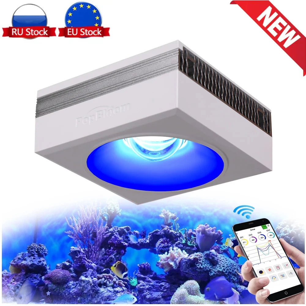 PopBloom RL90 WiFi Aquarium LED Lighting 100W Coral Reef Grow Light for Saltwater SPS LPS Marine Fish Tank