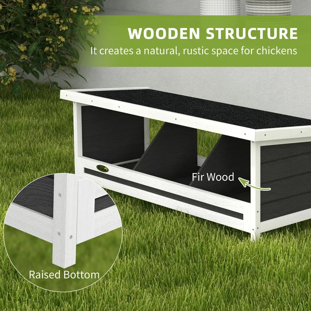 Wood Nesting Boxes for Up to 3 Chickens with Asphalt Roof Gray