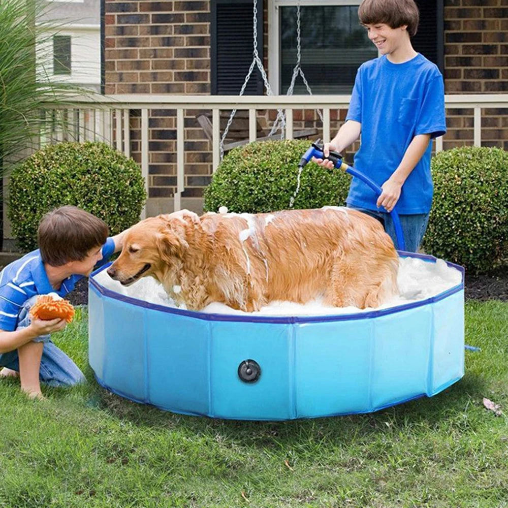 Dog Swimming Pool & Pool Cover Portable Plastic Pool for Large Dogs