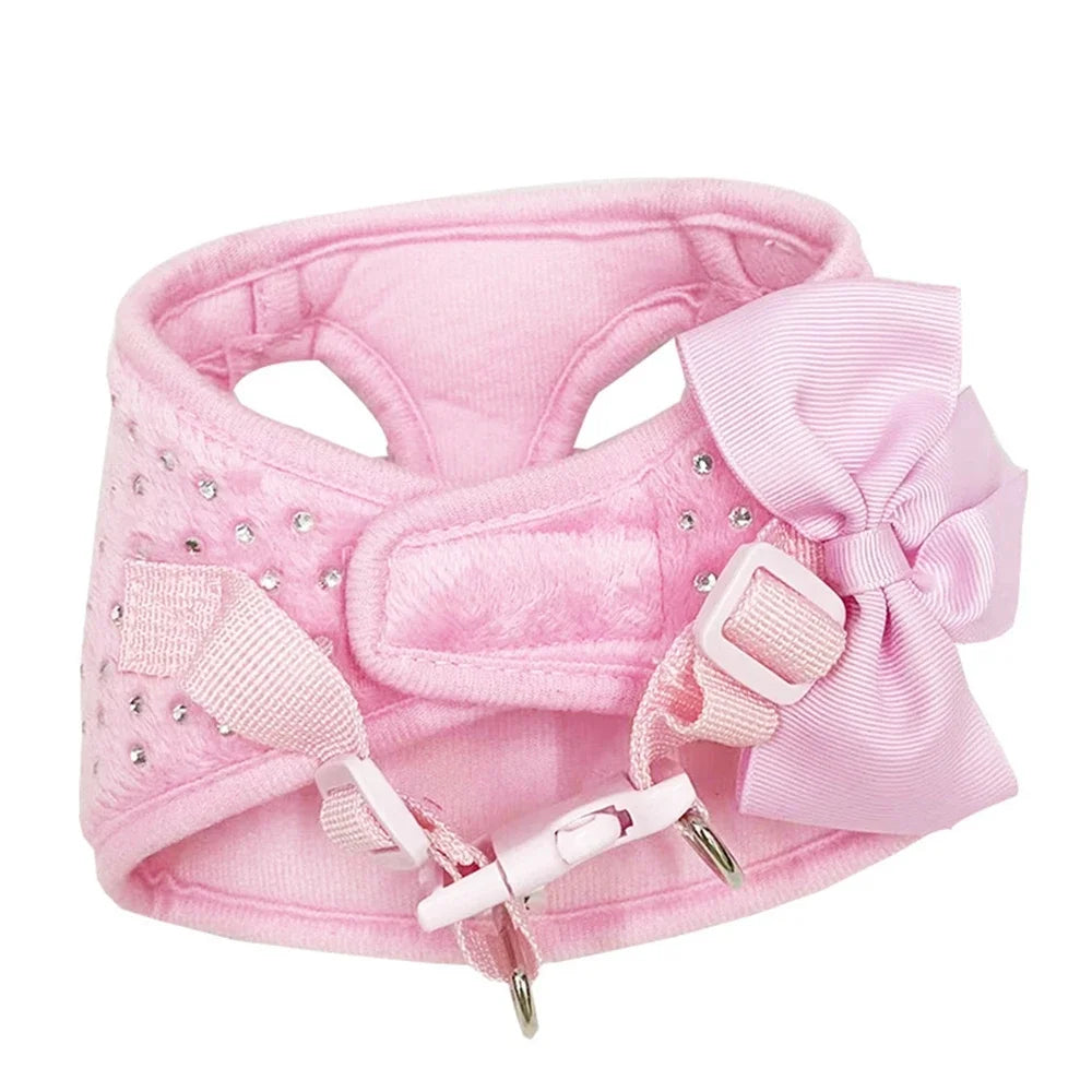 Bowknot Dog Cat Vest Harness Chest Rope Set Adjustable Leash