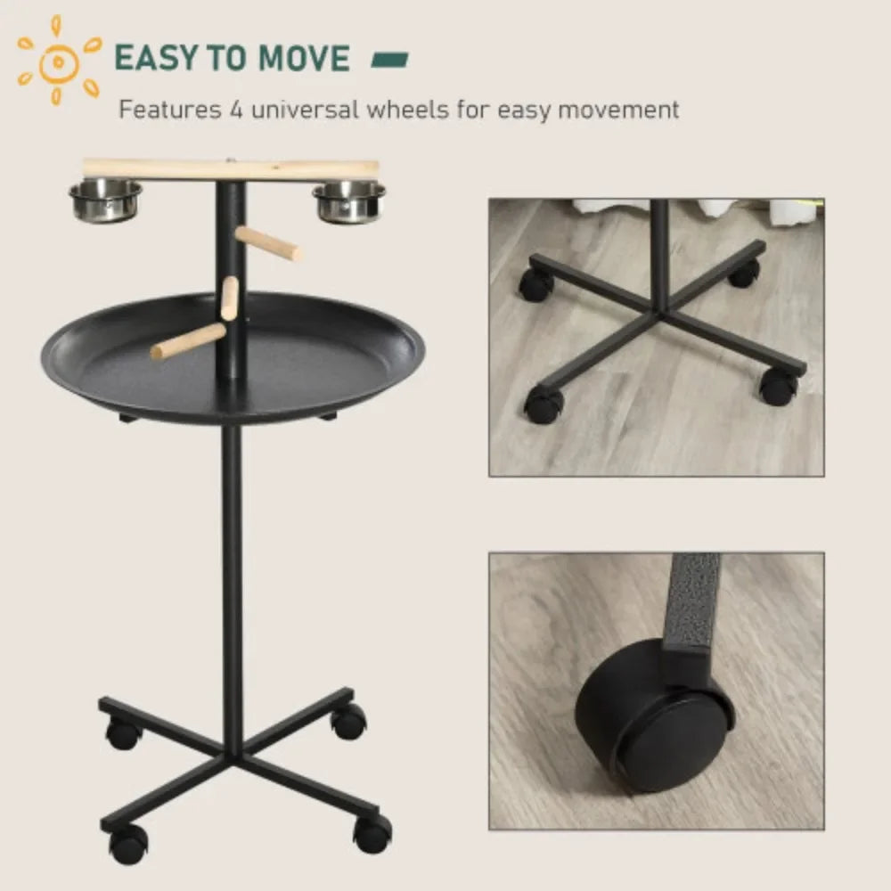 PawHut Bird Play Stand Portable Parrot Perch With Wheels