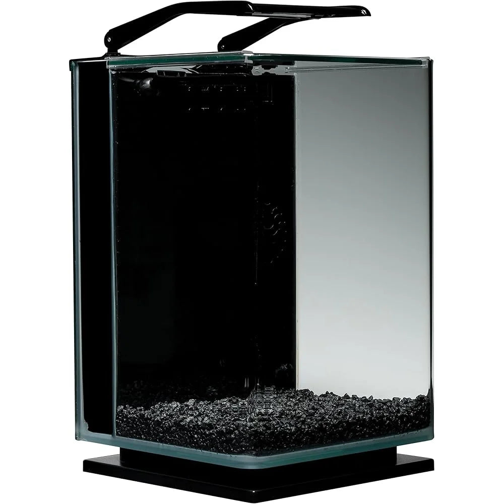 Sleek Glass LED Aquarium Kit with Hidden Filtration Easy Access Daylight Moonlight Lighting Ideal Indoor Aquatic Environment