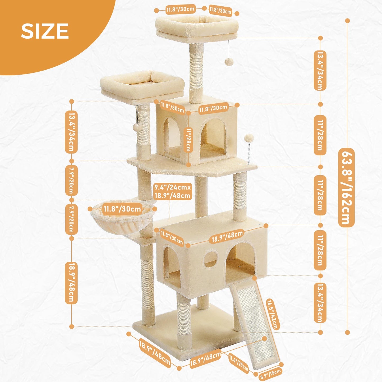Multi Level Cat Tree Tower With Sisal Scratching Post Hammock
