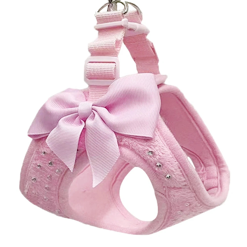 Bowknot Dog Cat Vest Harness Chest Rope Set Adjustable Leash