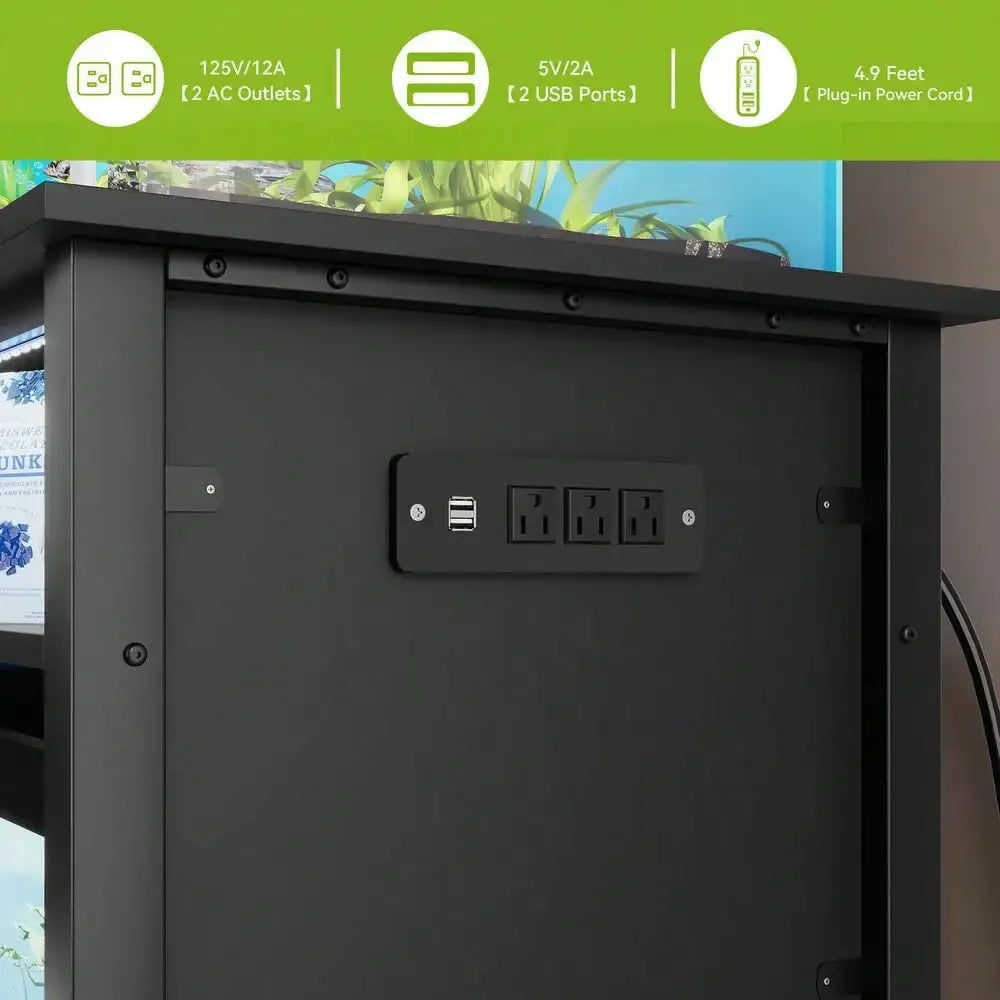 Heavy Duty Aquarium Stand for 55 to 75 Gallon Fish Tanks with Power Outlets and Large Capacity