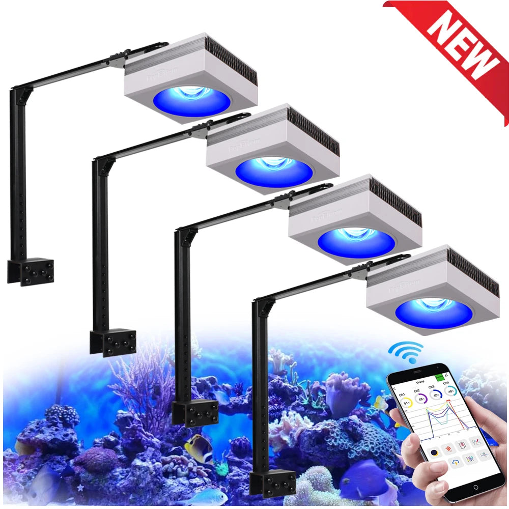 New PopBloom RL90 WiFi LED Aquarium Light Full Spectrum Reef Light for Saltwater Coral Growth in Marine Aquarium Tank