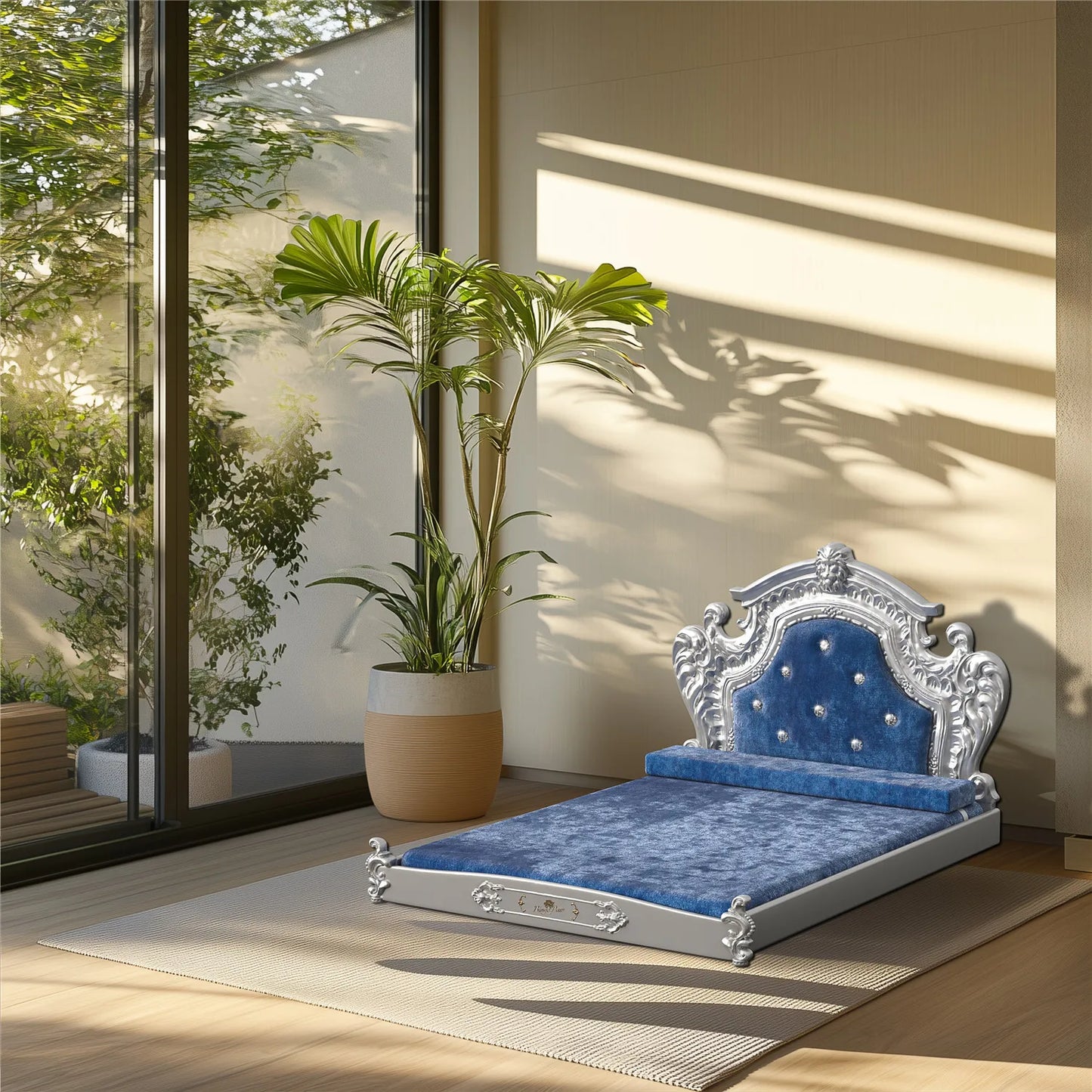 Bingopaw Luxury Pet Bed with Headboard for Medium Dogs