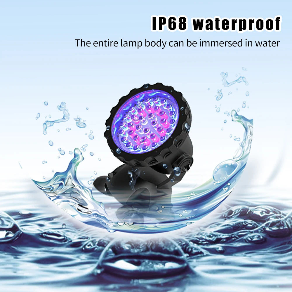 36 LEDs RGB Underwater Spotlight 12V IP68 Waterproof Fountain Fish Tank Swimming Pool Pond Aquarium Garden Lamp