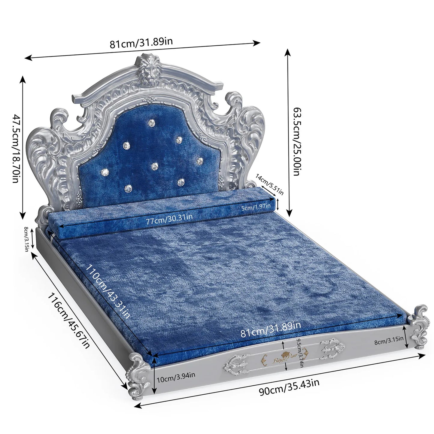 Bingopaw Luxury Pet Bed with Headboard for Medium Dogs