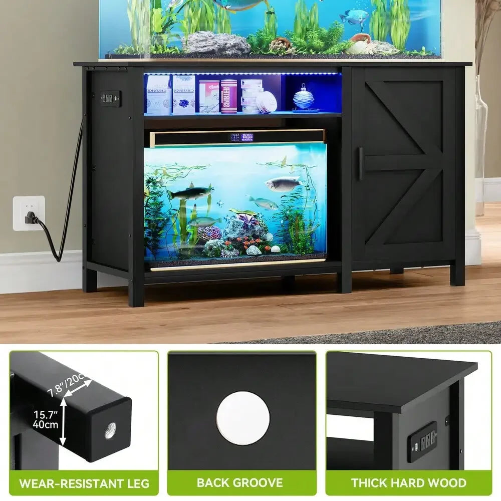 Heavy Duty Aquarium Stand for 55 to 75 Gallon Fish Tanks with Power Outlets and Large Capacity