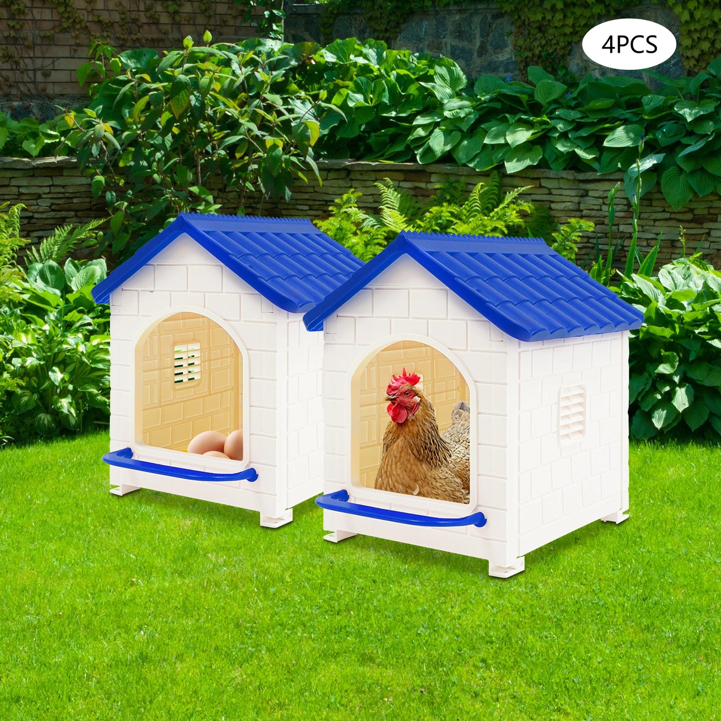 Blue Plastic Egg Box Nesting Box With Nest Pad 4 Pack