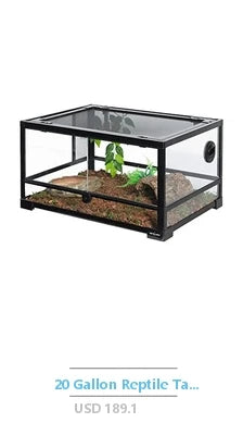 Reptile Terrarium Enclosure Kit Micro Habitats Acrylic Tank with Locking Latch Ventilation Design 4x4x8 Inch Easy Assembly 360