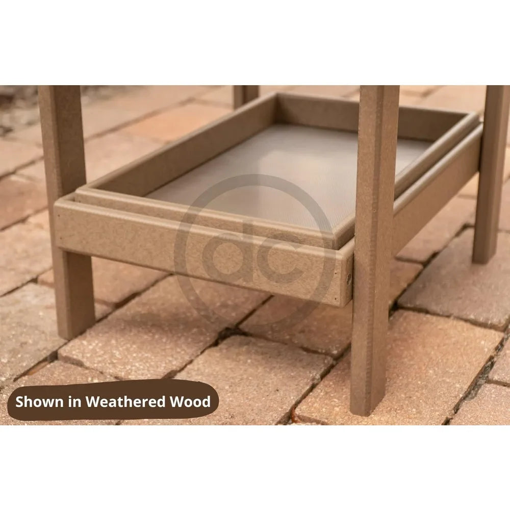 Recycled Plastic Large Raised Platform Covered Ground Fly Through Bird Feeder with Removable Seed Tray for Outdoors USA