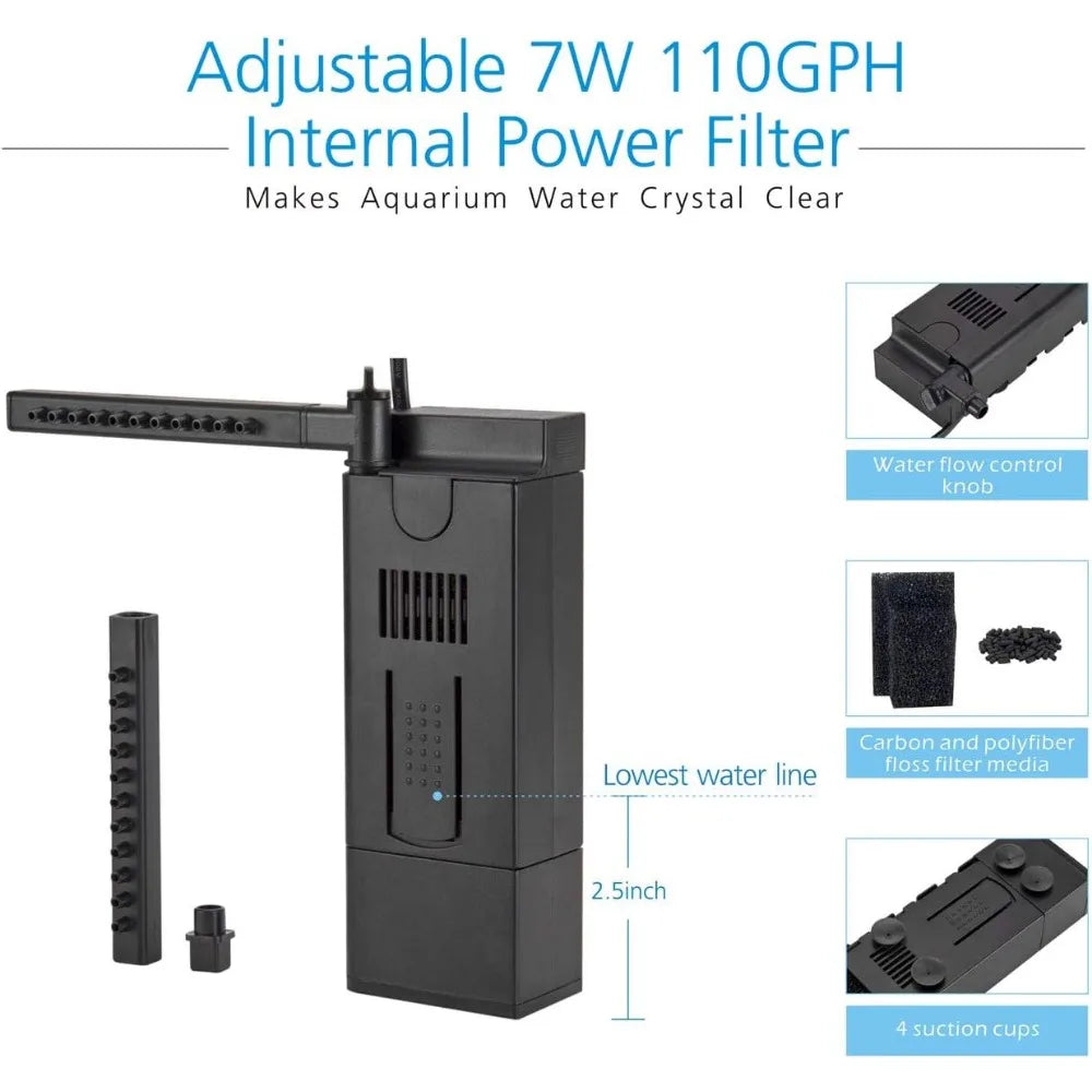 Fish Tank 8 Gallon LED Glass Aquarium Kit for Starters