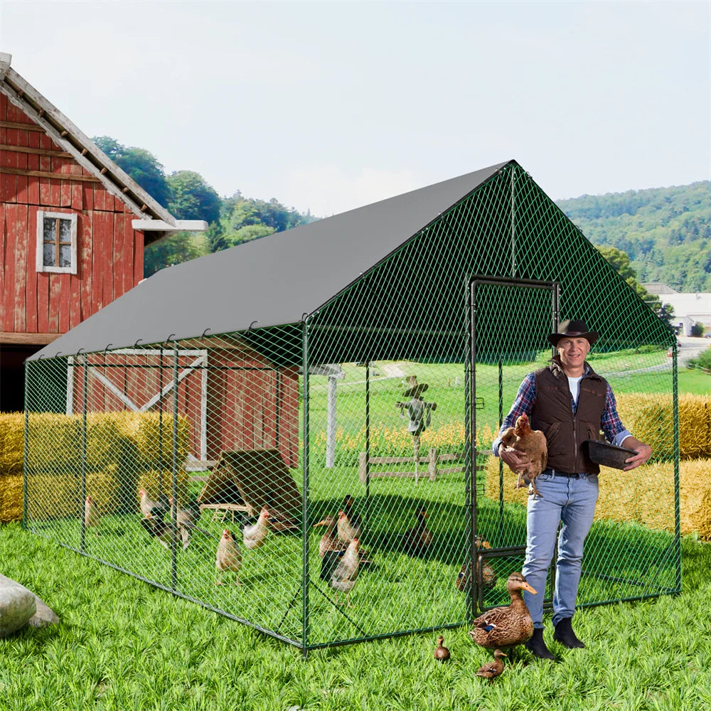 Heavy Duty Chicken Coop Metal Run With Waterproof Cover