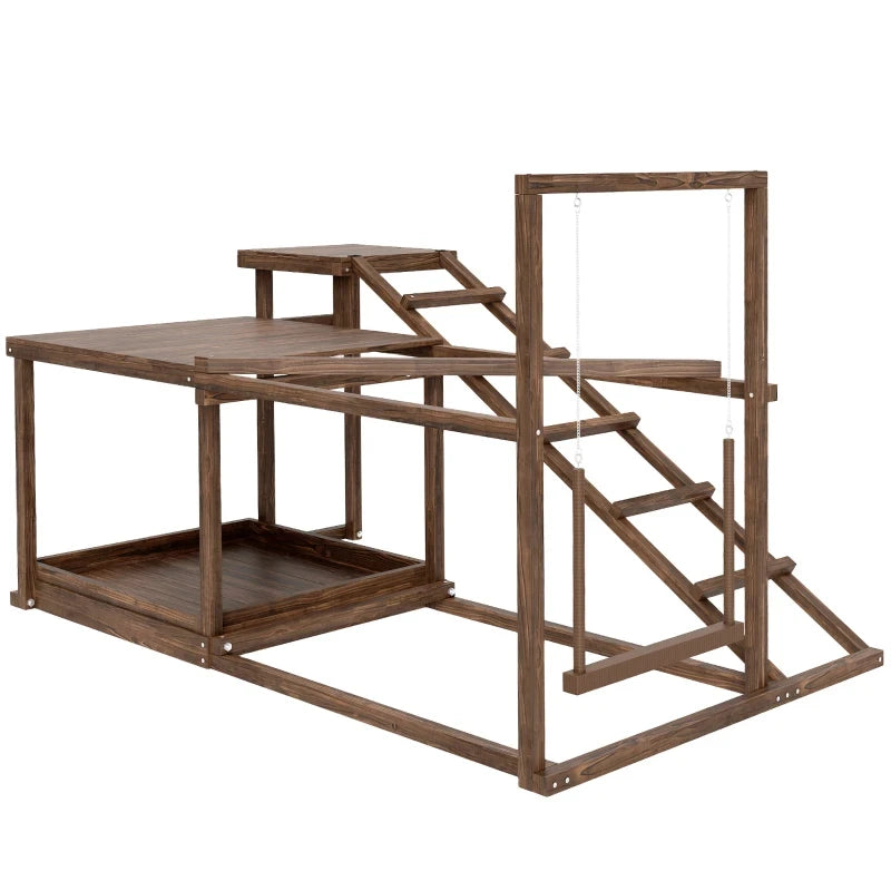 Wooden Chicken Playground With Perch Swing Ladder Platforms