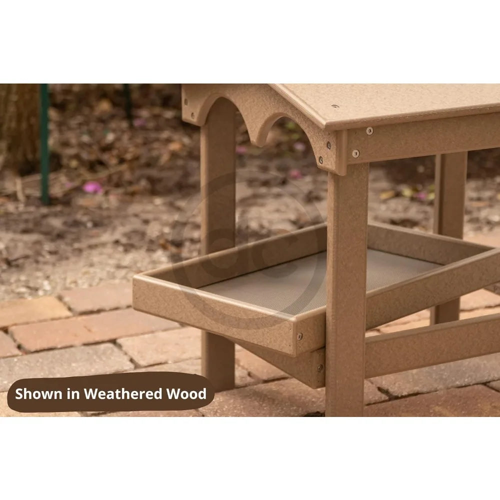 Recycled Plastic Large Raised Platform Covered Ground Fly Through Bird Feeder with Removable Seed Tray for Outdoors USA