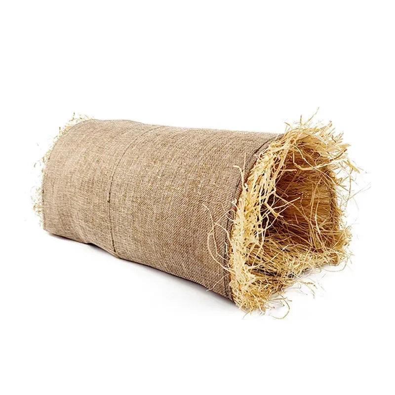 Rabbit Hideaway Toy Grass Straw Bunny Tunnel Hamster Accessories for Guinea Pig Chinchilla Ferret and Rat Cage