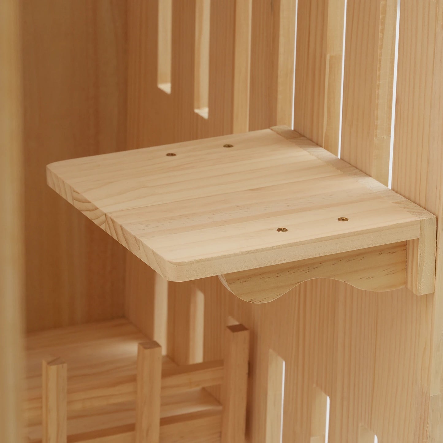 Wooden Cat House with LED Light, Clear Door & Wheels, Easy Install