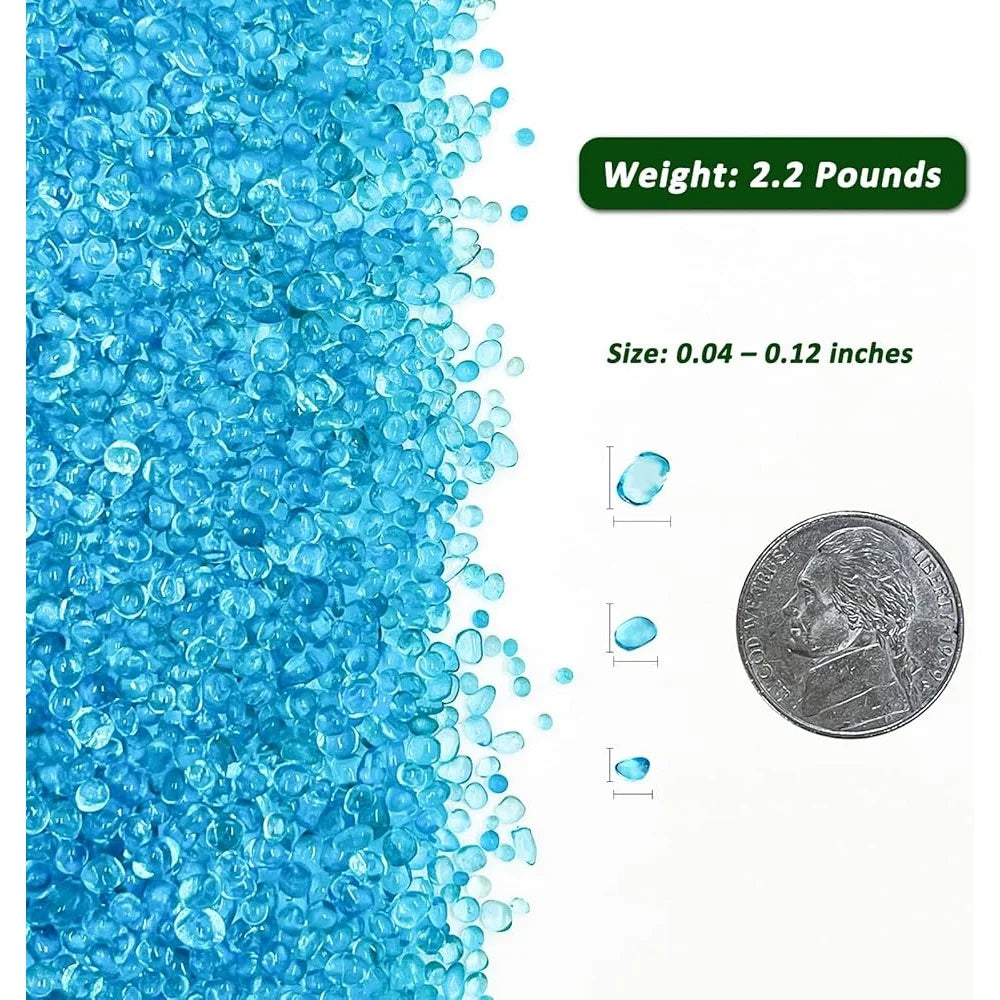 Vibrant Blue Polished Aquarium Gravel Sea Glass Substrate 2.2 Pounds Perfect for Fish Tanks Fairy Gardens and Succulent Planters