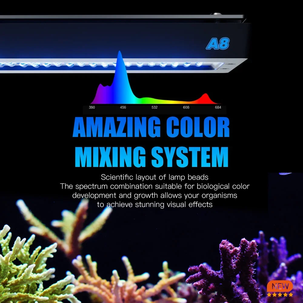 A8se II Max and Blue 240W WiFi APP Control Saltwater Aquarium Fish Tank Coral Reef LED Light SPS LPS