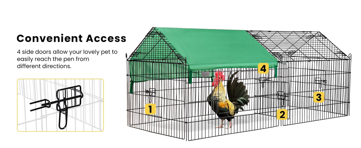 71” x 30” Foldable Outdoor Metal Coop Chicken Cage Enclosure