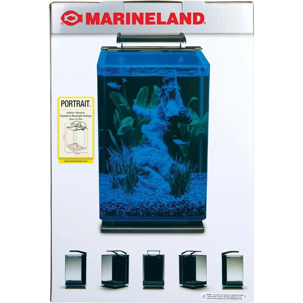 Sleek Glass LED Aquarium Kit with Hidden Filtration Easy Access Daylight Moonlight Lighting Ideal Indoor Aquatic Environment