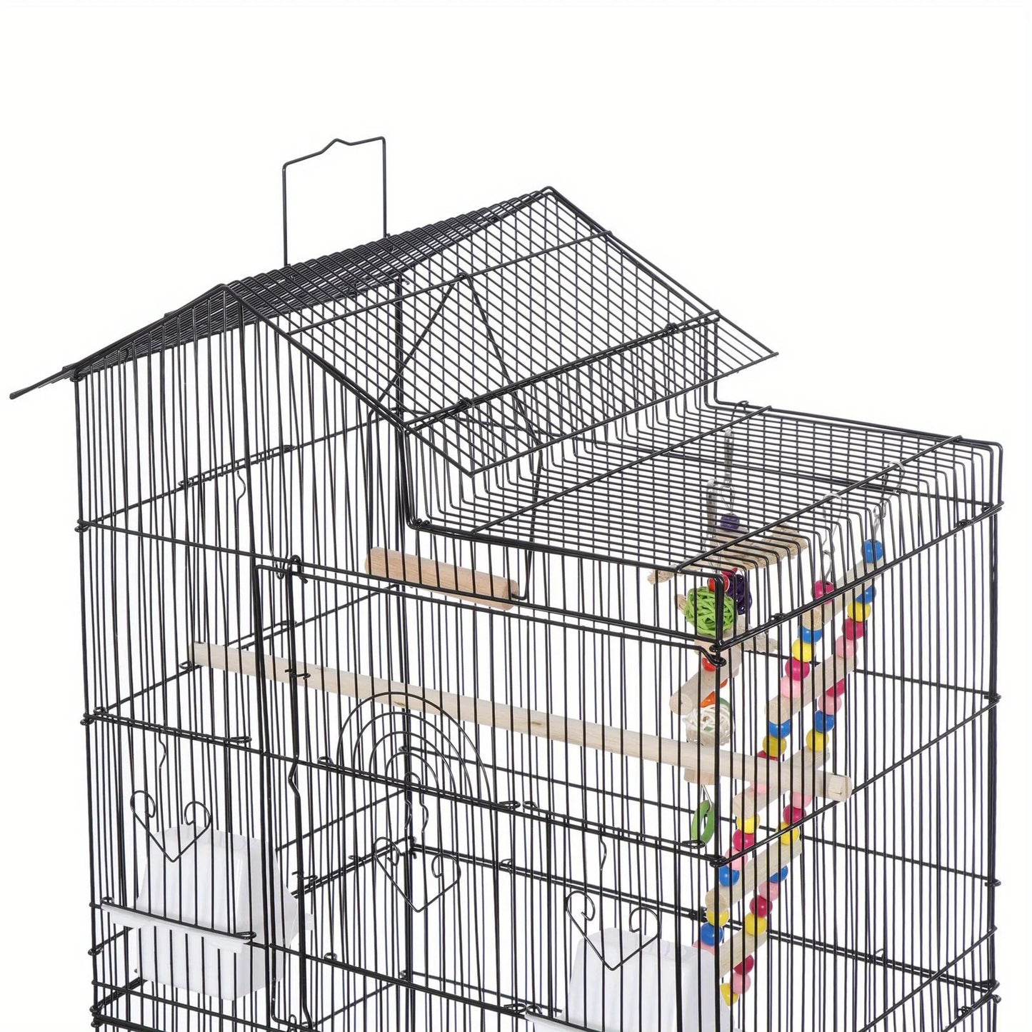 39 Inch Roof Top Large Bird Cage Flight Parrot Cockatiel Parakeet Cage with Toys