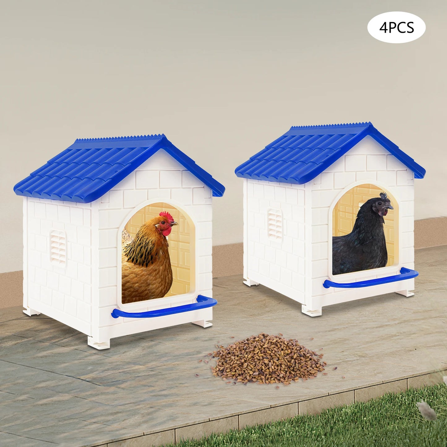 Blue Plastic Egg Box Nesting Box With Nest Pad 4 Pack