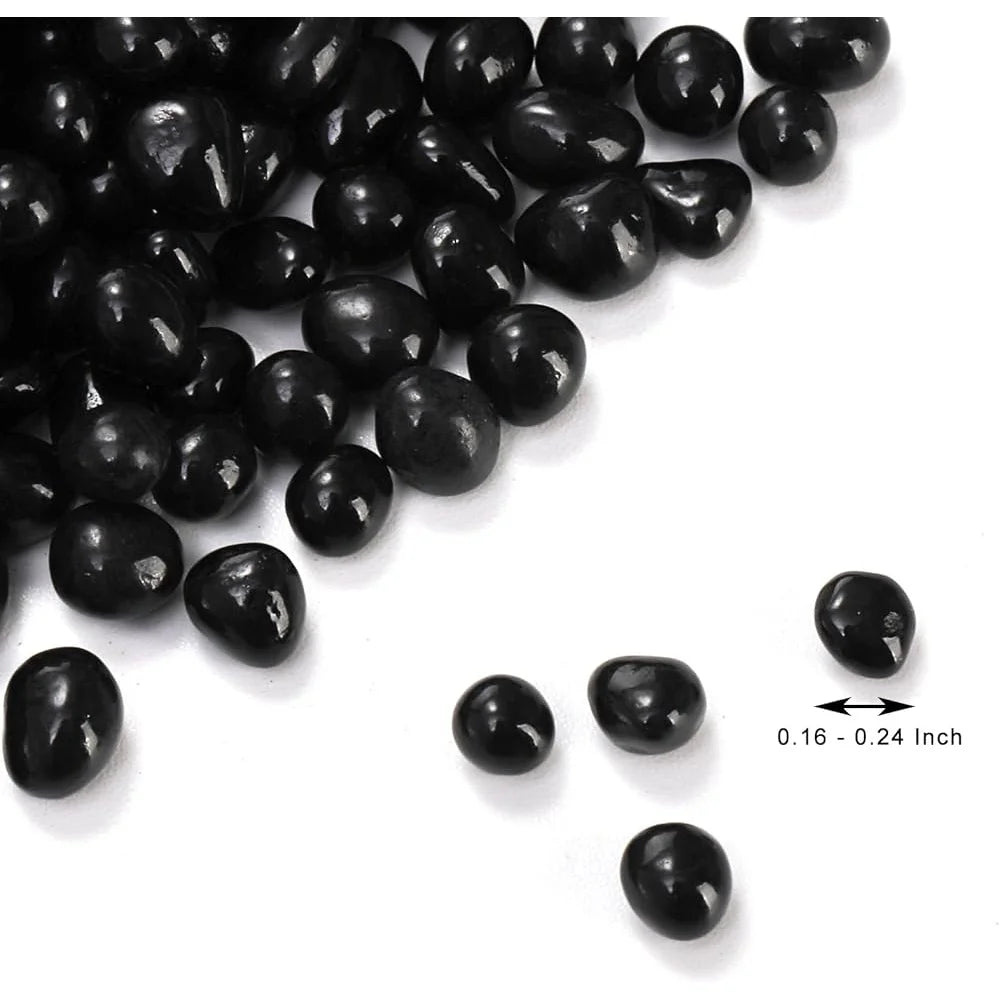 3 Pound Aquarium Gravel Substrate Polished Black Crystal Chip Stone Natural Decorative Mini Fish Tank Landscaping Plant Soil