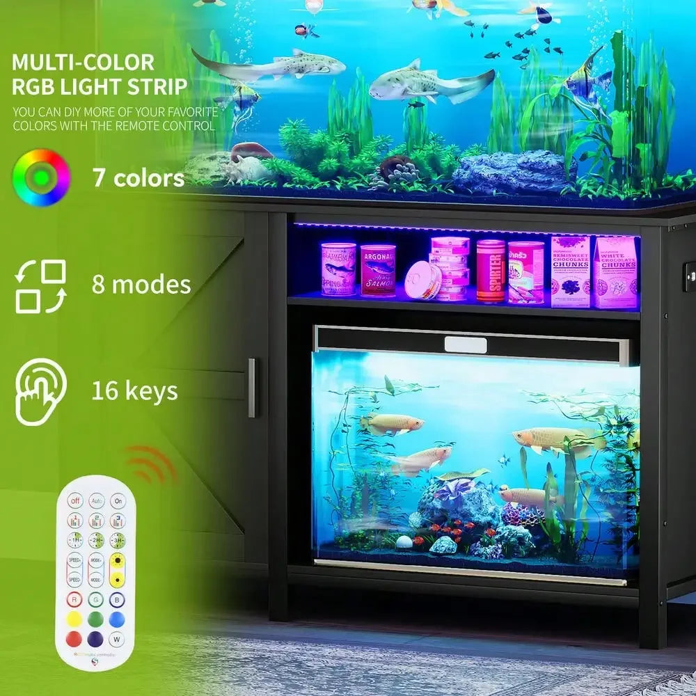Heavy Duty Aquarium Stand for 55 to 75 Gallon Fish Tanks with Power Outlets and Large Capacity