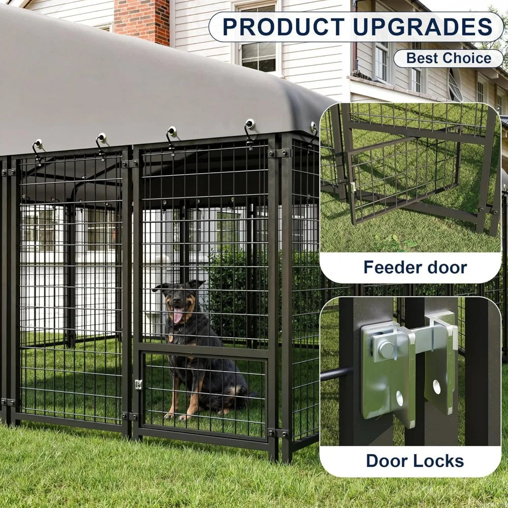 Dog Kennel 10X10FT Outside Heavy-Duty Dog Cage with Roof