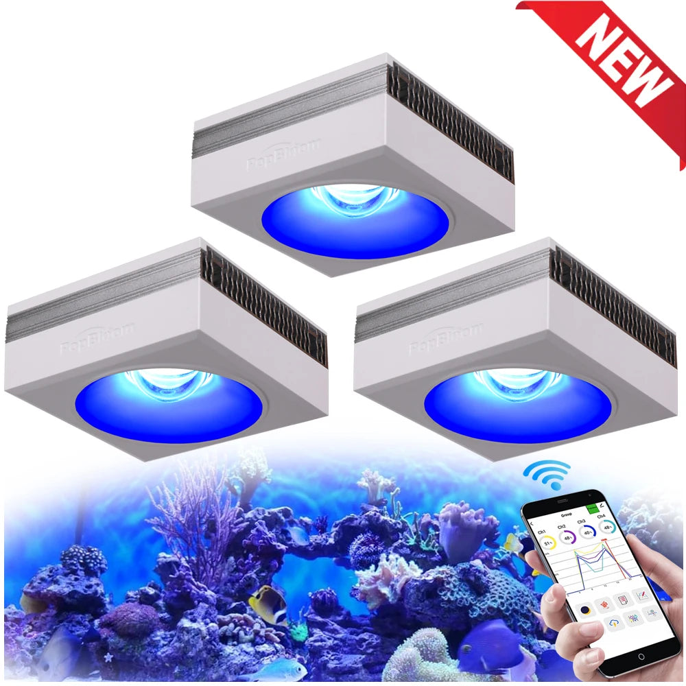 New PopBloom RL90 WiFi LED Aquarium Light Full Spectrum Reef Light for Saltwater Coral Growth in Marine Aquarium Tank