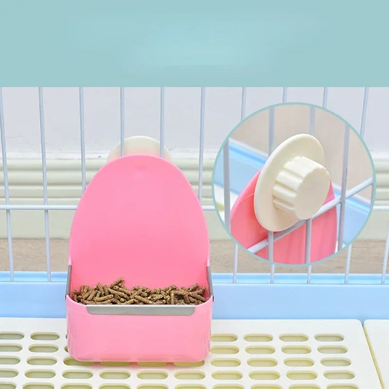 Plastic Pet Food Bowl for Rabbits Large Capacity Fixed Feeder Impact Resistant Bunny Feeding Accessories