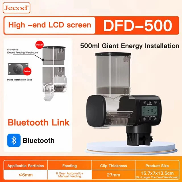 Jebao Automatic Fish Tank Feeder Intelligent Aquarium Feeding Digital Timing High Capacity Fish Feeder Fishbowl Accessories