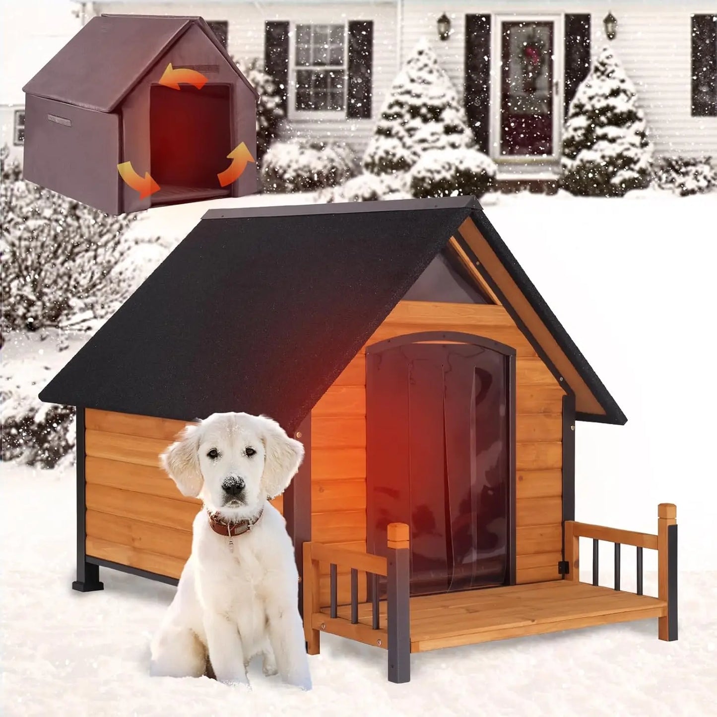 Outdoor Dog House 100 Percent Insulated Dog Kennel with Liner for Winter Thick Material Metal Frame Waterproof