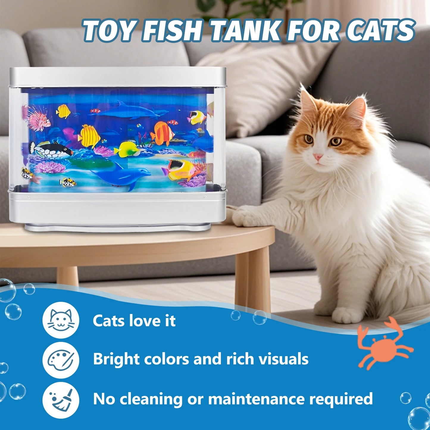 Artificial Aquarium Sensory Lamp with Moving Fish Simulation Decorative Ocean in Motion