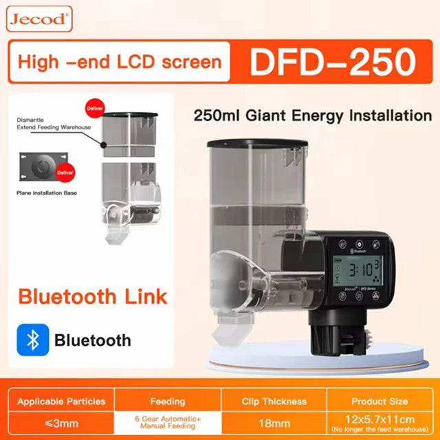 Jebao Automatic Fish Tank Feeder Intelligent Aquarium Feeding Digital Timing High Capacity Fish Feeder Fishbowl Accessories