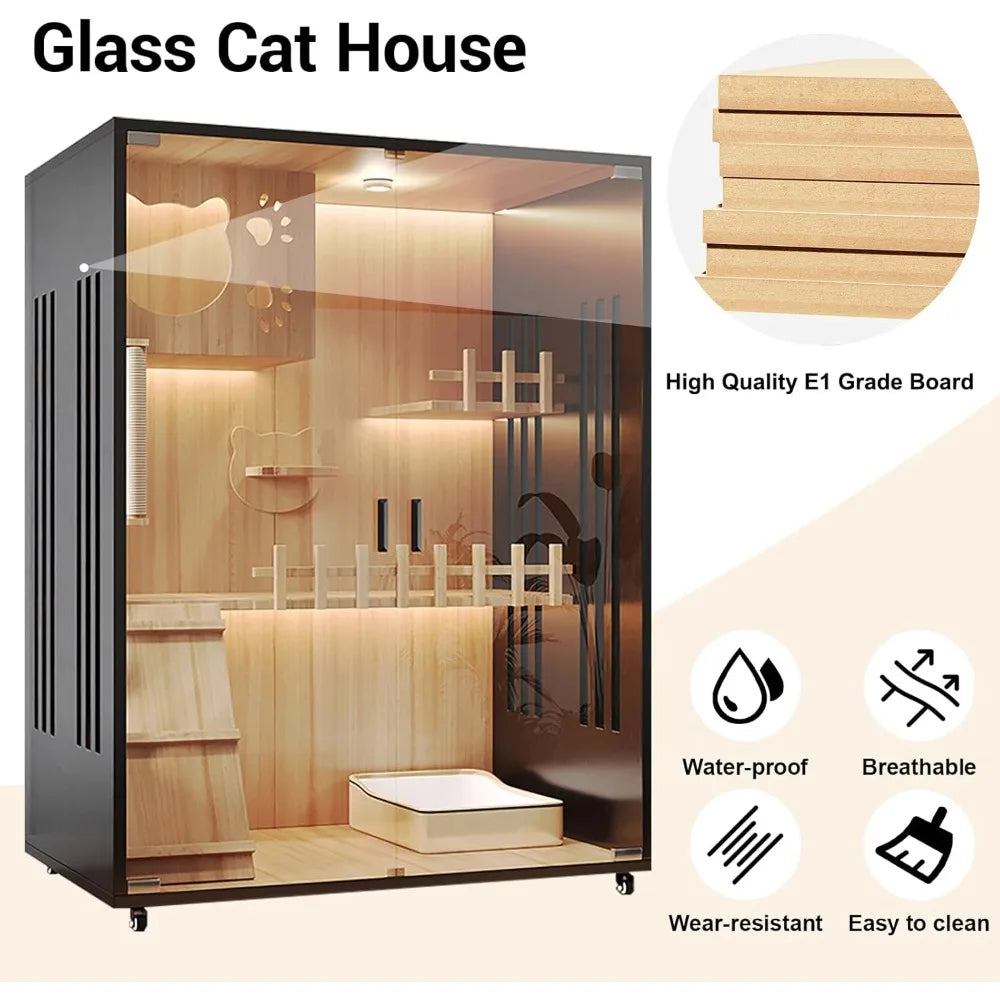 Modern Cat House Villa Extra Large Wooden Cattery Cage
