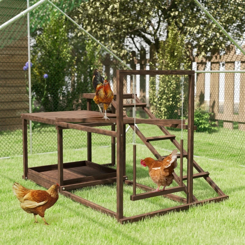 Wooden Chicken Playground With Perch Swing Ladder Platforms