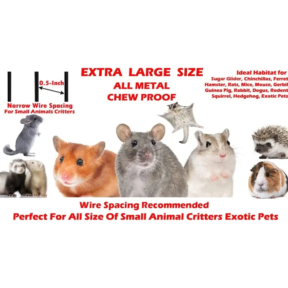 XL Small Animal Cage Two Story Chew Proof Bar Spacing Tray